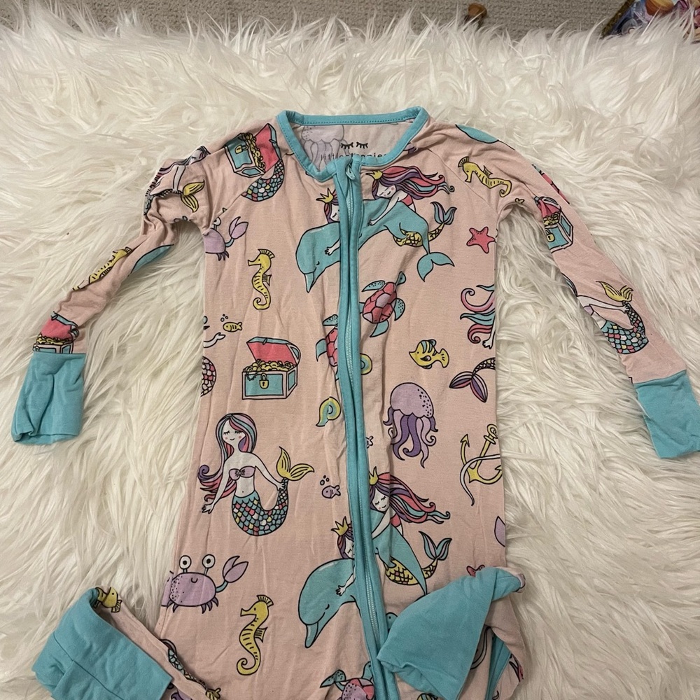 Little Sleepies Mermaid Adventure Kids Footies - Pink and Blue
